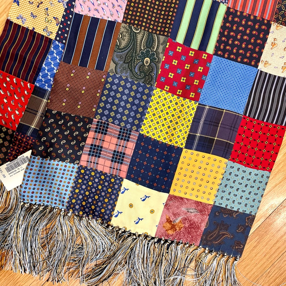 Gorgeous Maus & Hoffman Hand Sewn Silk Patchwork Scarf